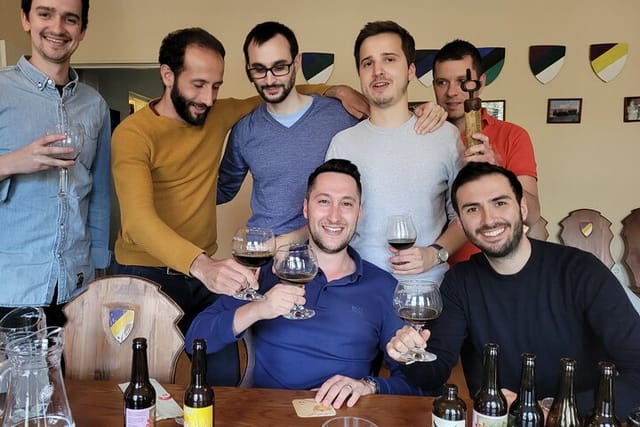 Happy frenchmen discovering Estonian crat beer