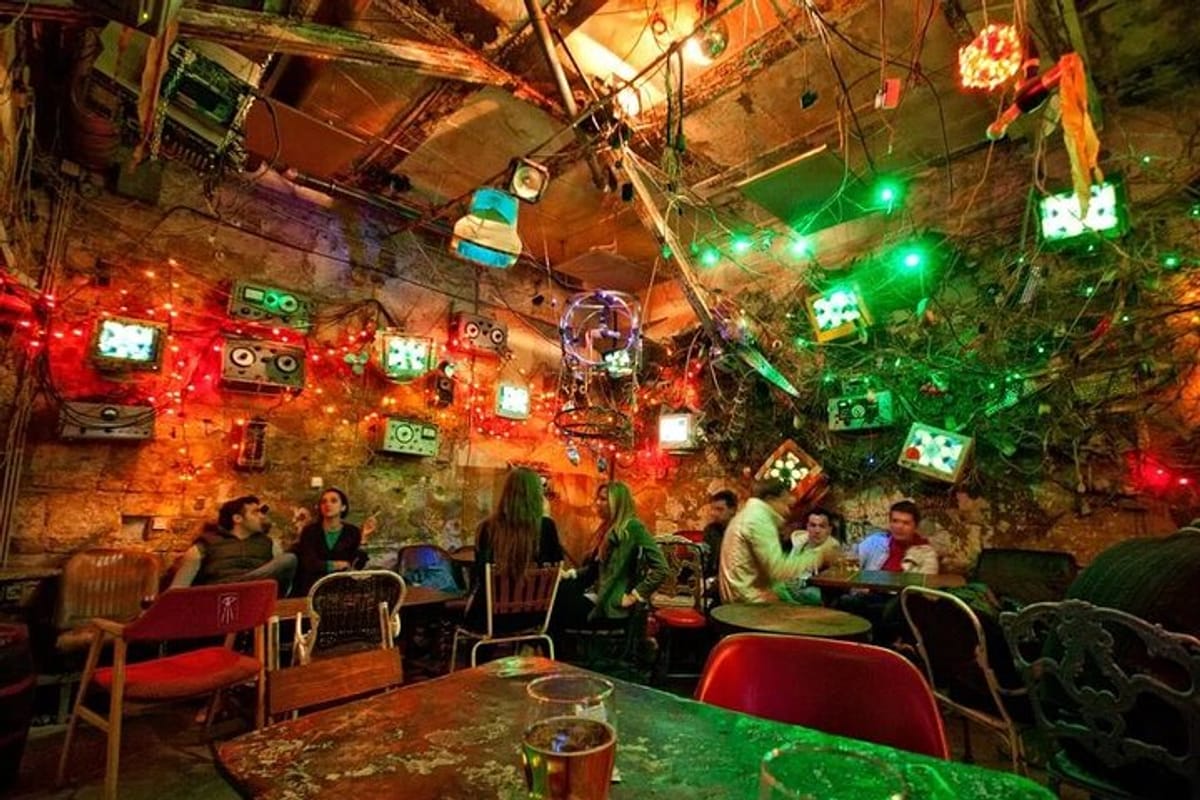 Budapest Ruin Bar in the Jewish District in the night